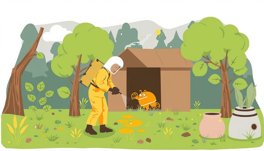 Ilustrasi jasa fumigasi profesional Ilustrasi jasa fumigasi profesional