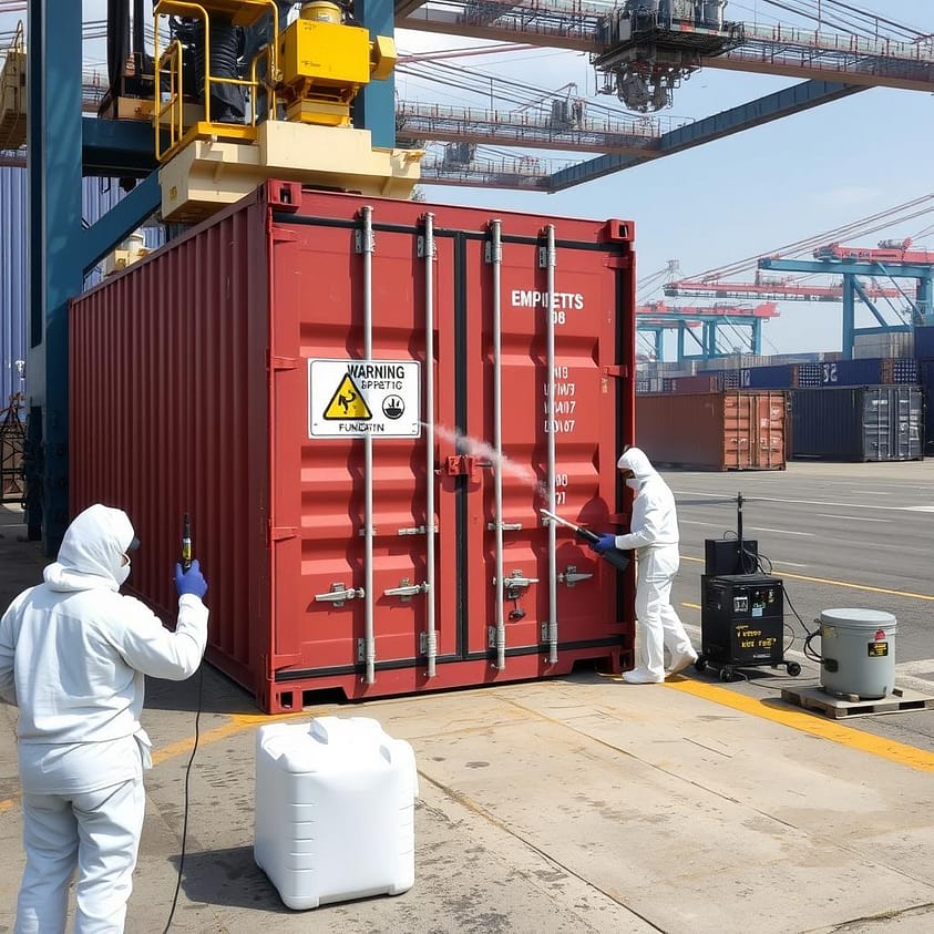 Jasa fumigasi kontainer untuk sertifikasi ekspor dengan standar internasional Jasa fumigasi kontainer untuk sertifikasi ekspor dengan standar internasional